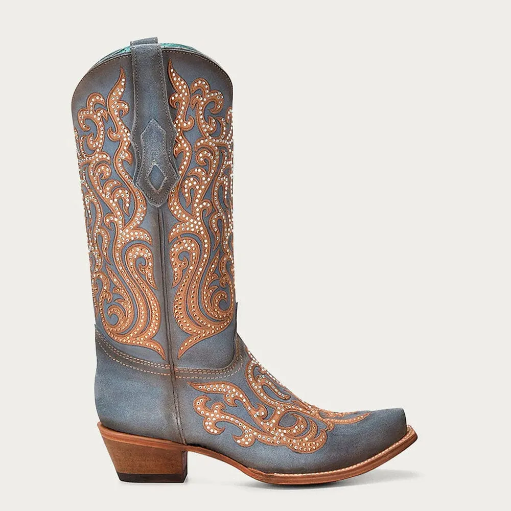 Bota Casual Blue / Honey Embroidery & Crystals