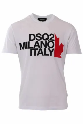 Camiseta blanca con maxilogo milano italy