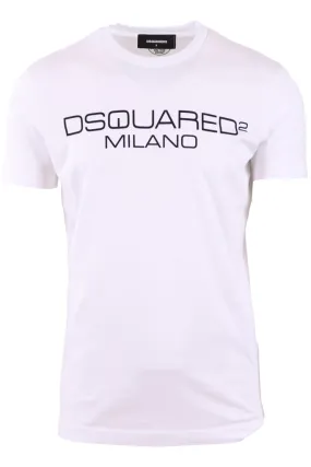 Camiseta blanca maxilogo dsquared2 milano