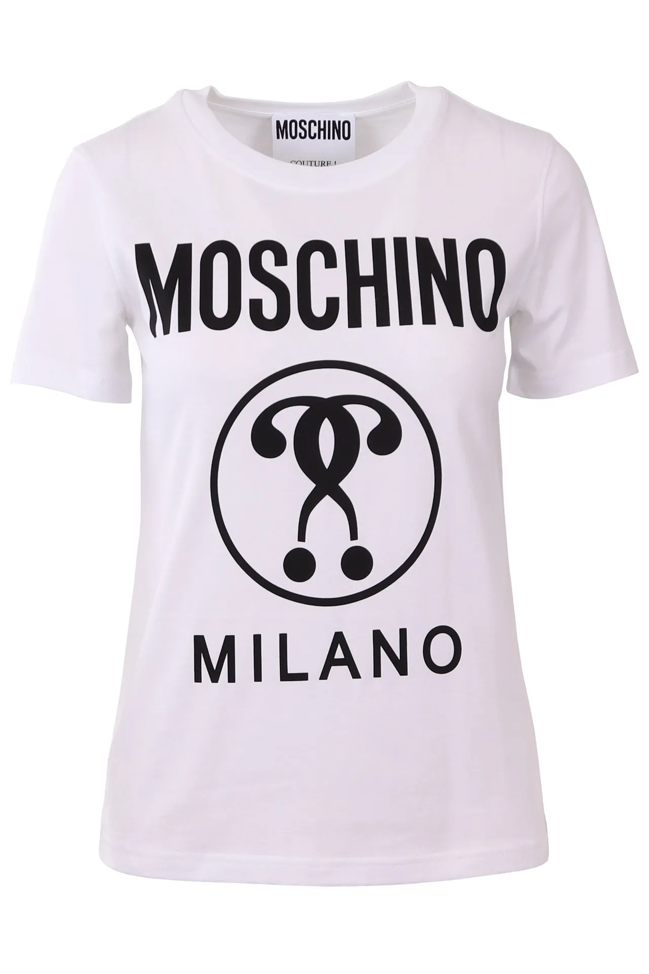 Camiseta Moschino Couture blanca con logo grande milano