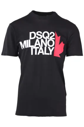 Camiseta negra con maxilogo milano italy