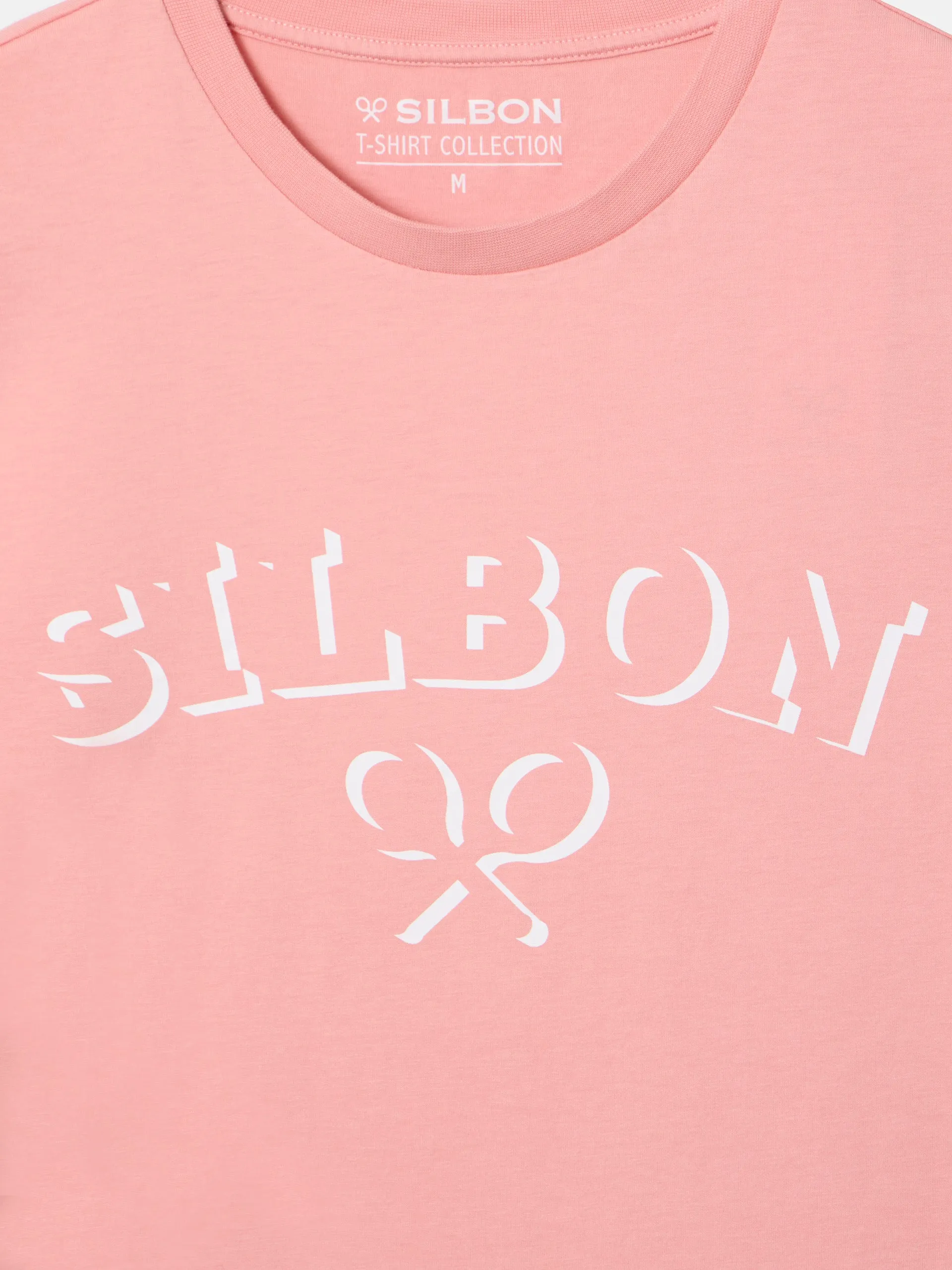 Camiseta silbon raqueta media coral