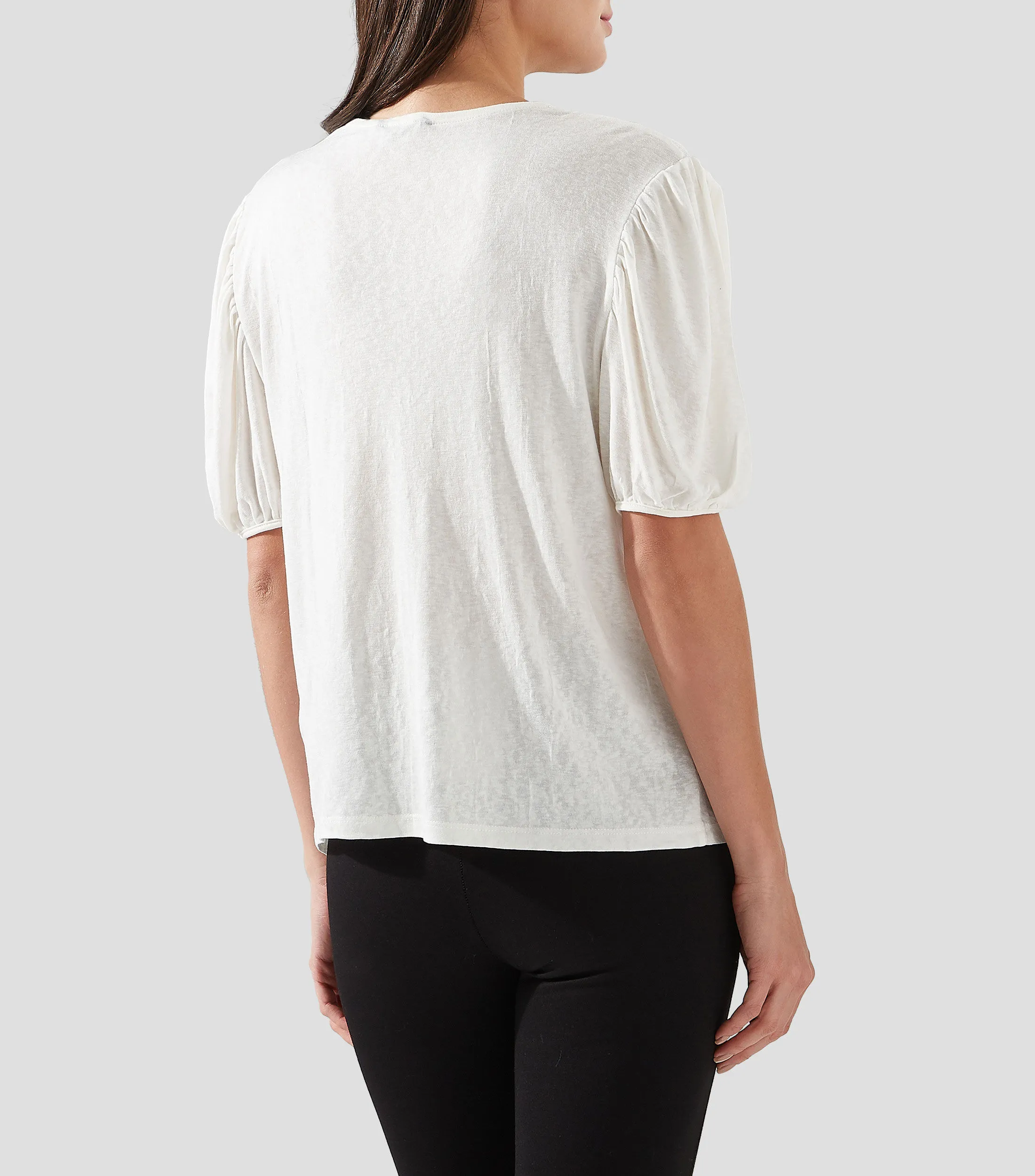 Cortefiel Blusa con bordado manga corta Mujer