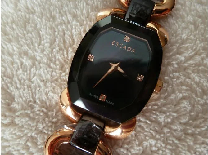 Escada Relojes finos Negro Rosa 