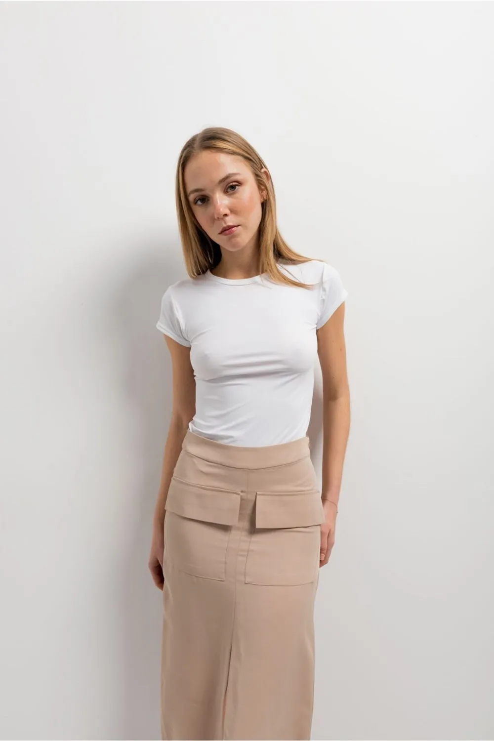 Falda midi cargo para mujer, elegante y cómoda