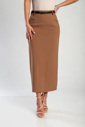 Falda midi elegante, camel