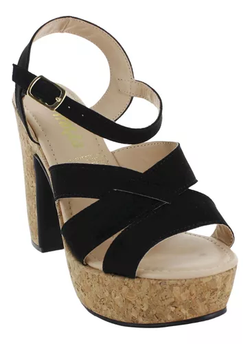 Fratta Sandalia Elegante Plataforma Ecopiel Negro Mujer 8122