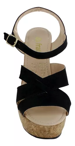 Fratta Sandalia Elegante Plataforma Ecopiel Negro Mujer 8122