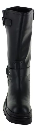 Fusion Bota Alta Urbana Rock Moda Bikers Hebilla Mujer 91122