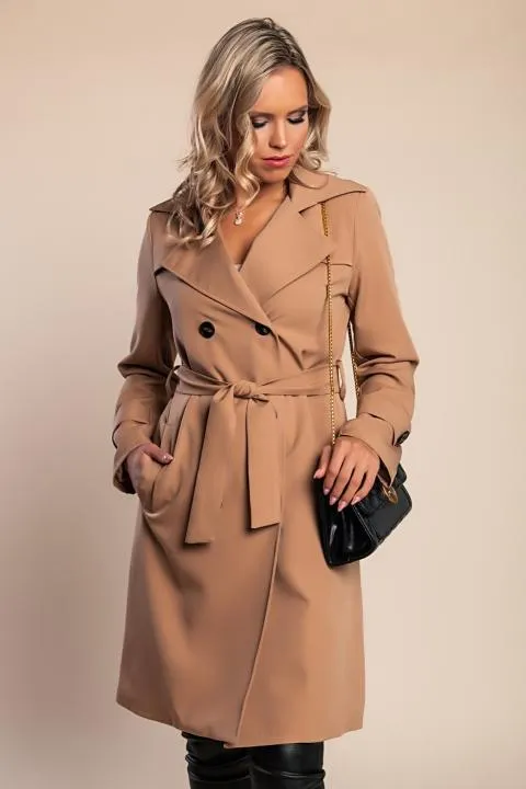 Gabardina elegante con botones, camels