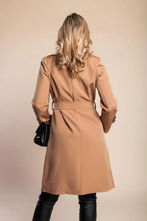 Gabardina elegante con botones, camels