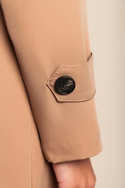 Gabardina elegante con botones, camels