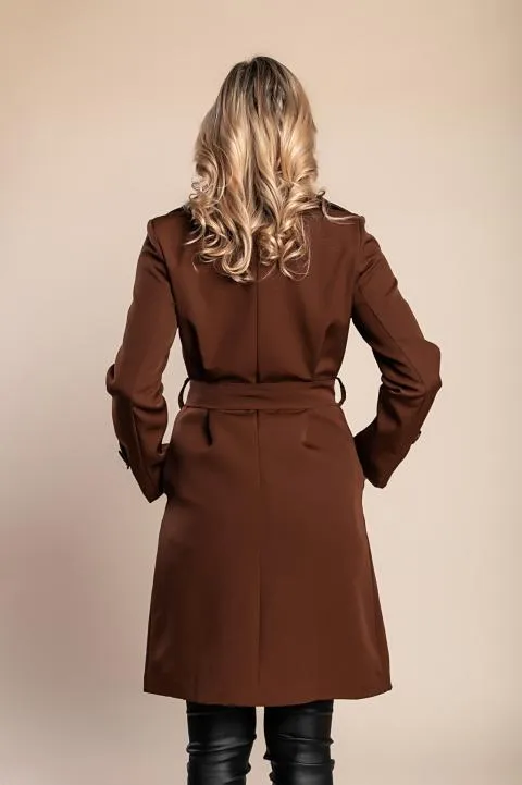 Gabardina elegante con botones, marrón