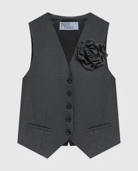 Giuseppe Di Morabito Milano Gray vest made of wool with a brooch