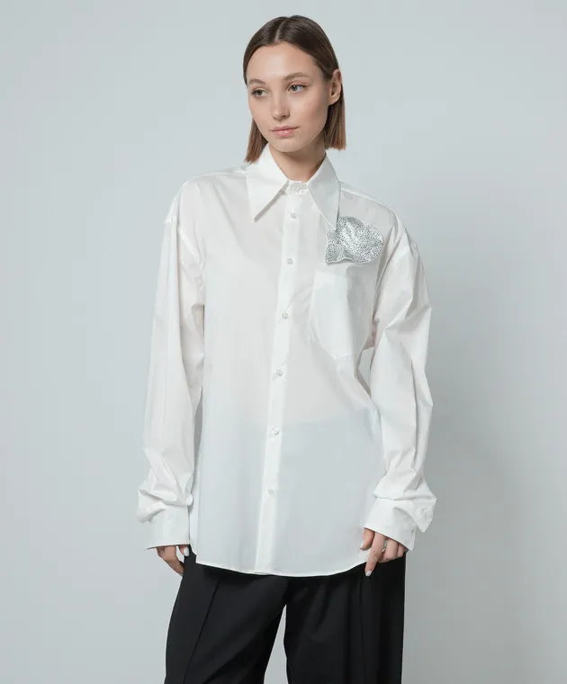 Giuseppe Di Morabito Milano White blouse with appliqué with crystals