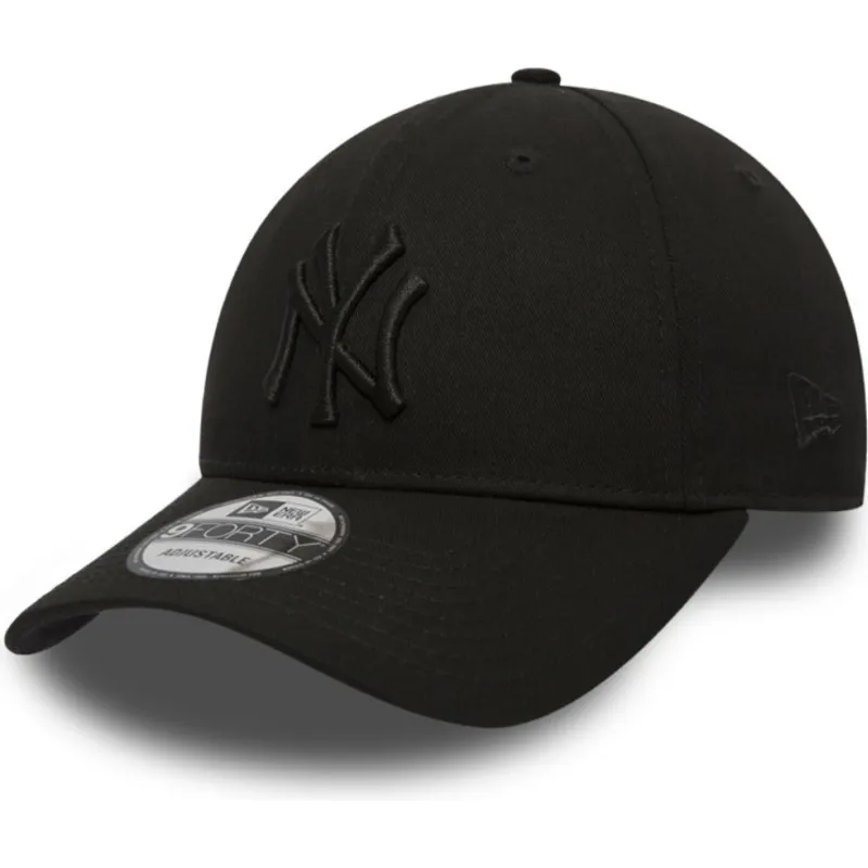 Gorra curva negra ajustable con logo negro 9FORTY League Essential de New York Yankees MLB de New Era