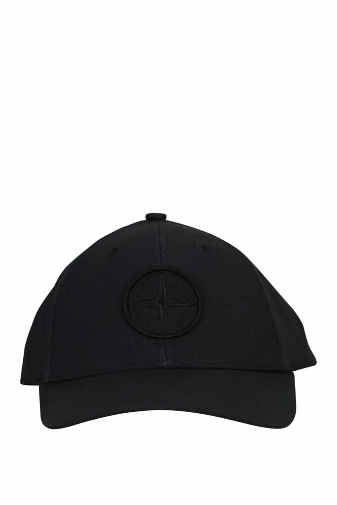 Gorra negra con maxilogo brújula monocromático