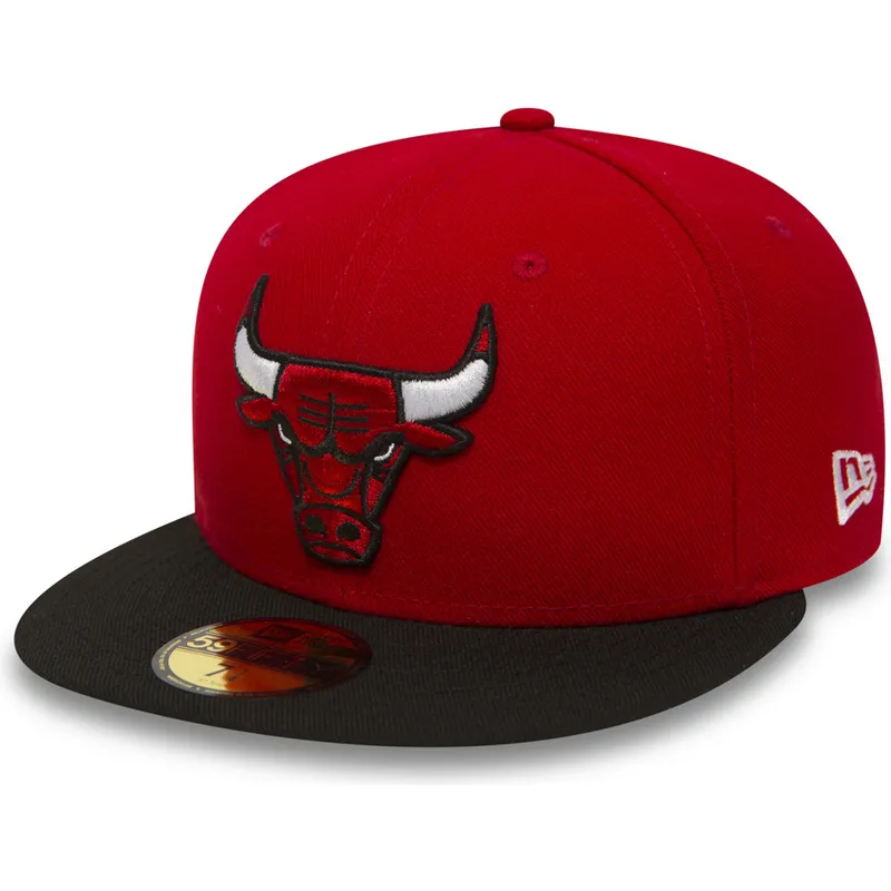 Gorra plana roja ajustada 59FIFTY Essential de Chicago Bulls NBA de New Era