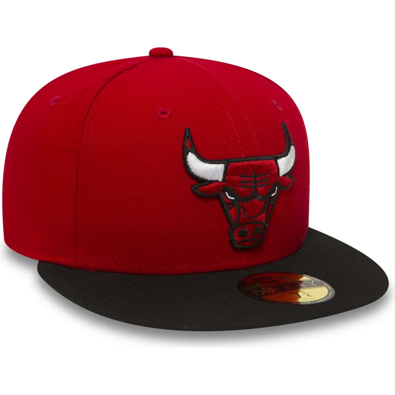 Gorra plana roja ajustada 59FIFTY Essential de Chicago Bulls NBA de New Era