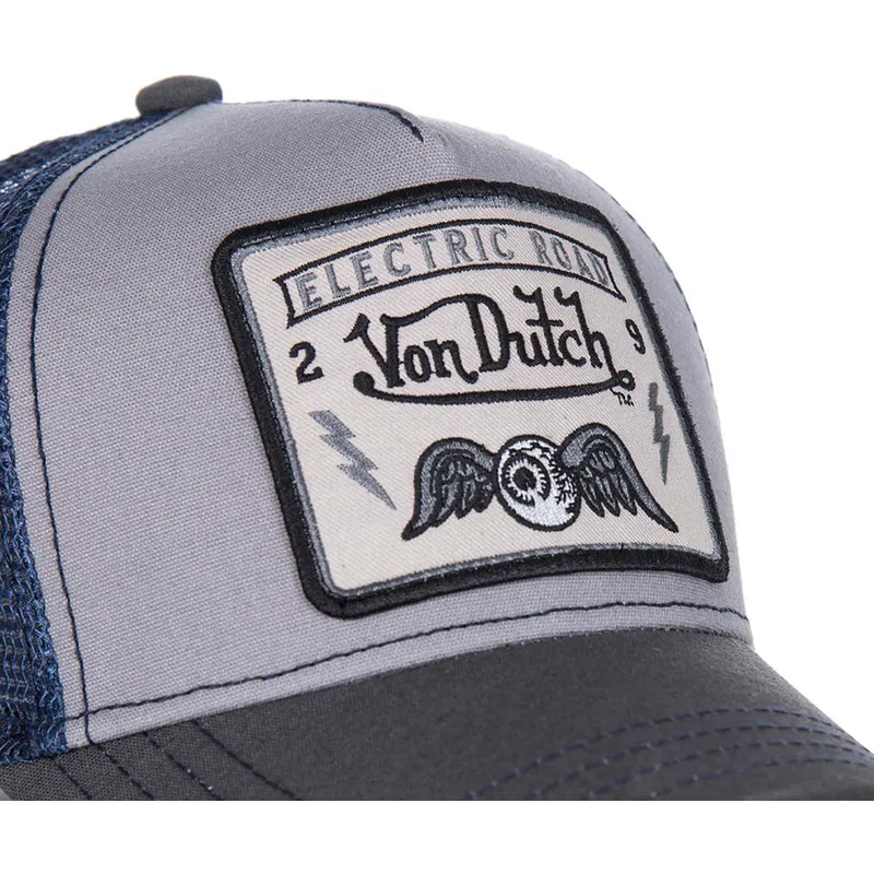 Gorra trucker gris y azul SQUARE3B de Von Dutch