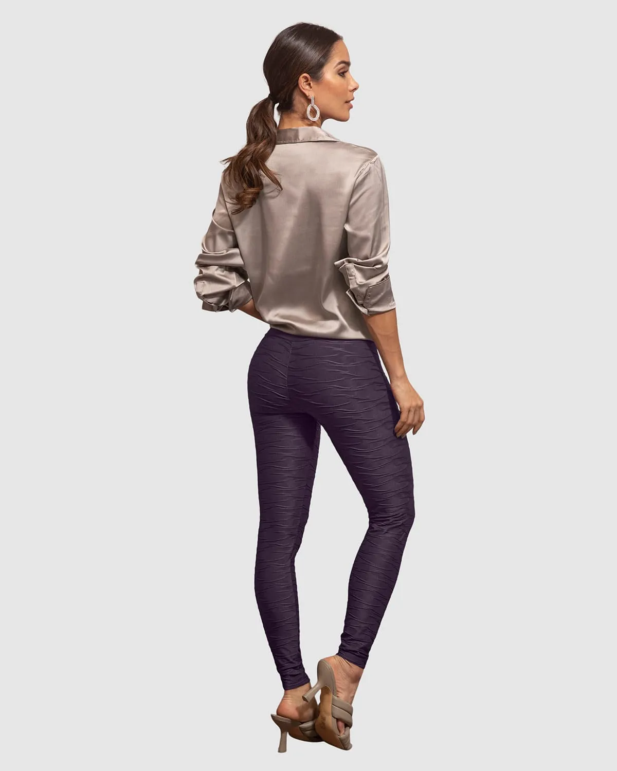 Legging control fuerte de abdomen textura acanalada