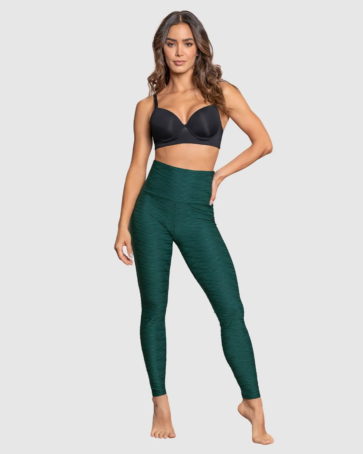 Legging control fuerte de abdomen textura acanalada