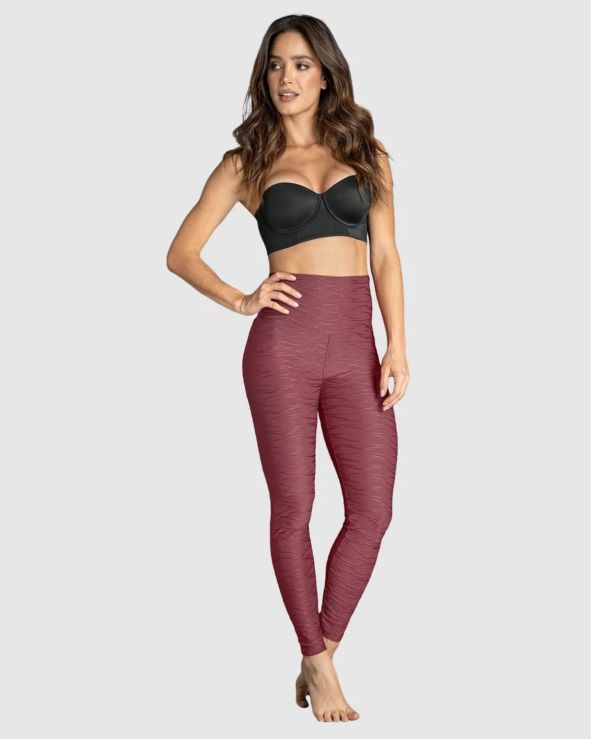 Legging control fuerte de abdomen textura acanalada