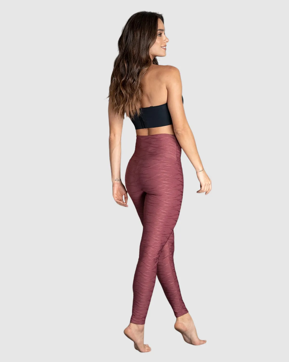 Legging control fuerte de abdomen textura acanalada