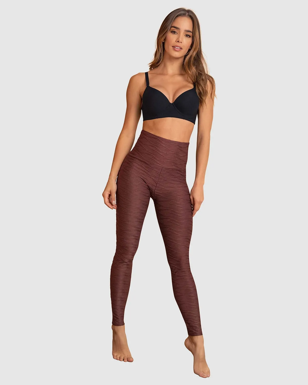 Legging control fuerte de abdomen textura acanalada