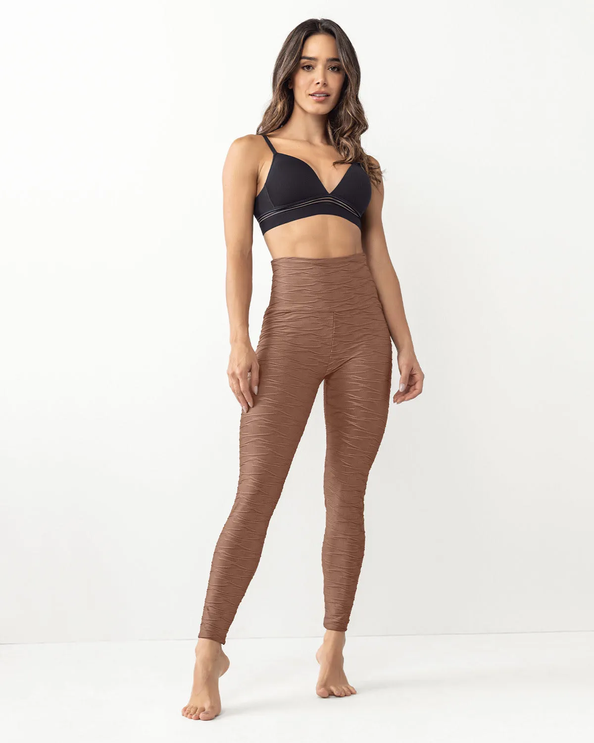 Legging control fuerte de abdomen textura acanalada