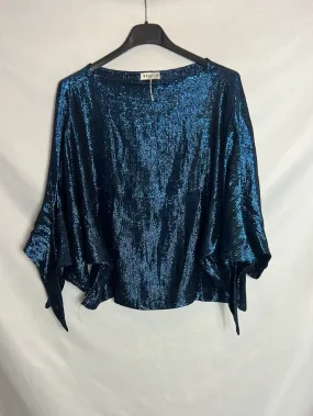 MASSCOB. Top azul brillo textura . T XS