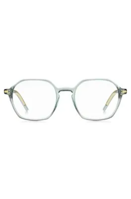 Montura para gafas graduadas de acetato aguamarina con patillas doradas