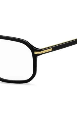 Montura para gafas graduadas de acetato negro con detalles dorados