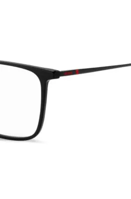 Montura para gafas graduadas de acetato negro con patillas de metal