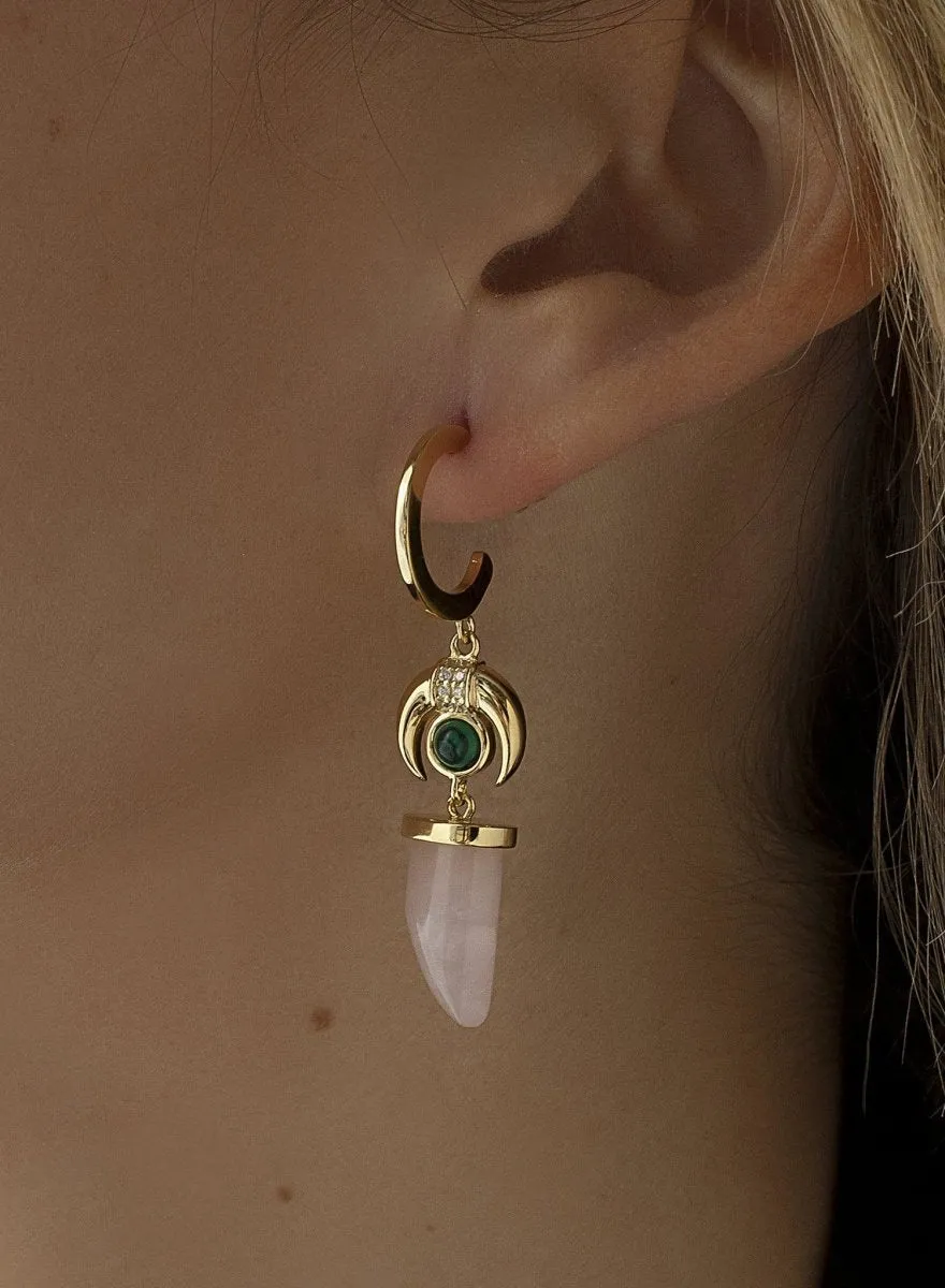 Pendientes aros con colgantes diseo cuerno y media luna invertida