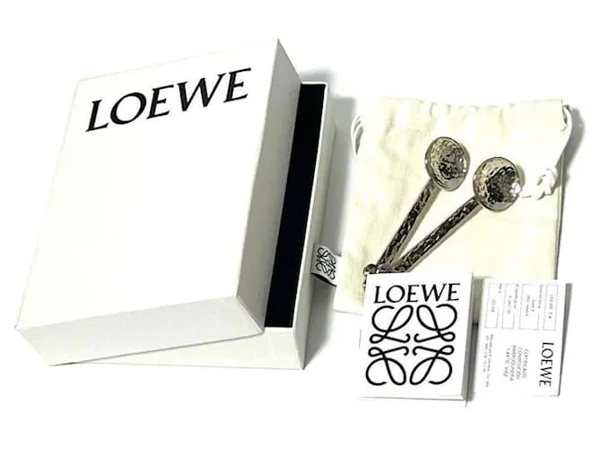 Pendientes de textura martillo Spoon de LOEWE para mujeres Plata 