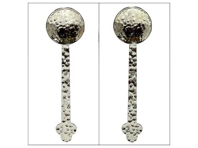 Pendientes de textura martillo Spoon de LOEWE para mujeres Plata 