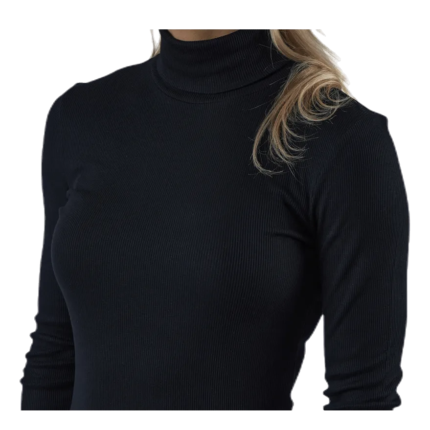 Pieces Birdie Ls Rollneck Bc Black