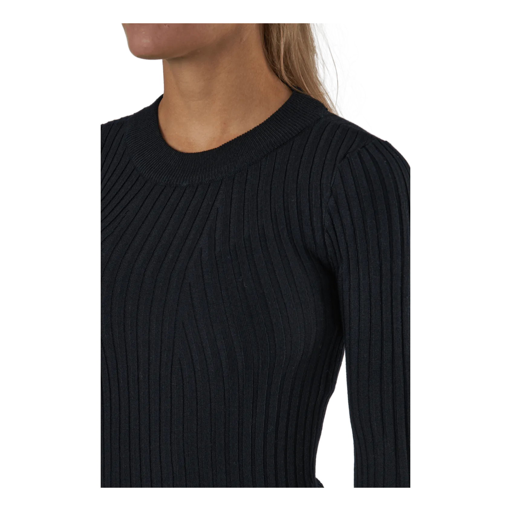 Pieces Pccrista Ls O-neck Knit  Bc Black