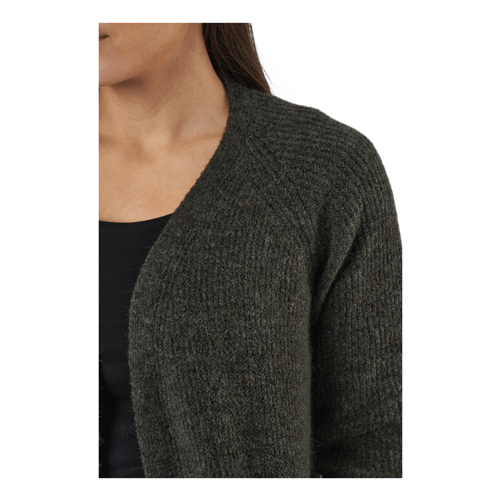 Pieces Pcellen Ls Long Knit Cardigan  Black Olive