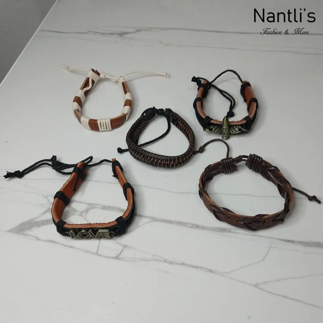 Pulseras para hombres o Mujeres Set BR0025-5 Leather Bracelets for Men or Women 5 Pieces Set