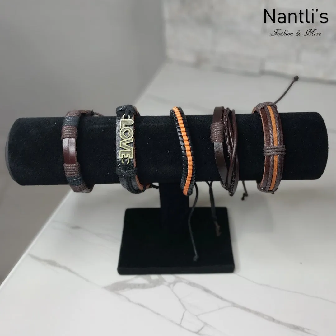 Pulseras para hombres o Mujeres Set BR0041-5 Leather Bracelets for Men or Women 5 Pieces Set