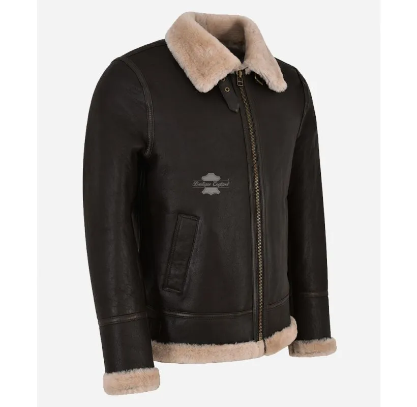 RAF B3 SHEEPSKIN JACKET MEN'S AVIATOR SHEARLING FUR WINTER JACKET