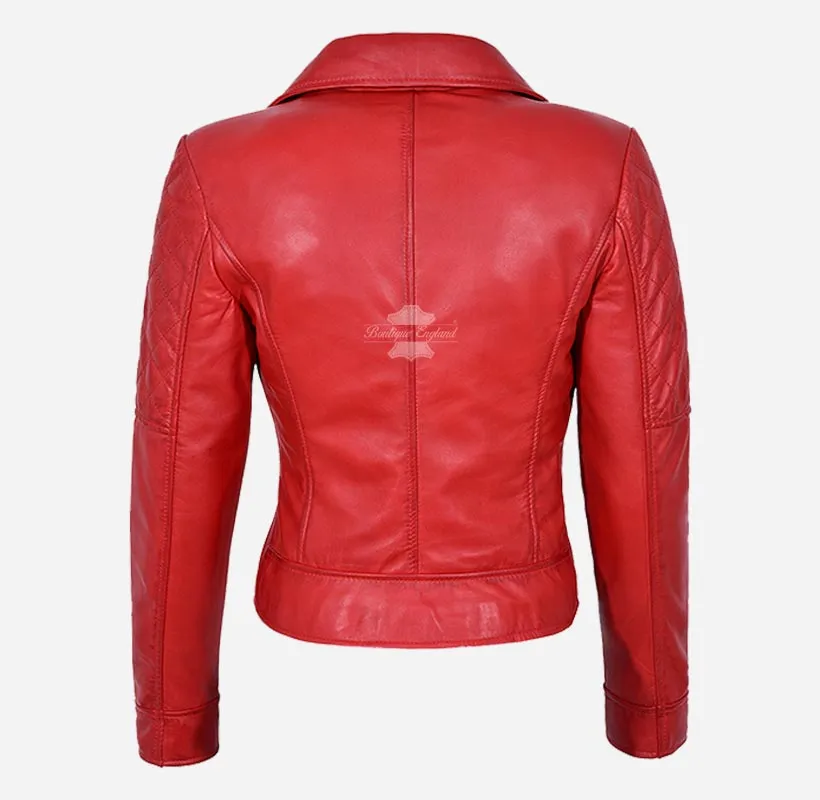 Rampwalk Ladies Biker Leather Jacket Slim Fit Fashion Leather Jacket