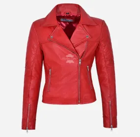 Rampwalk Ladies Biker Leather Jacket Slim Fit Fashion Leather Jacket