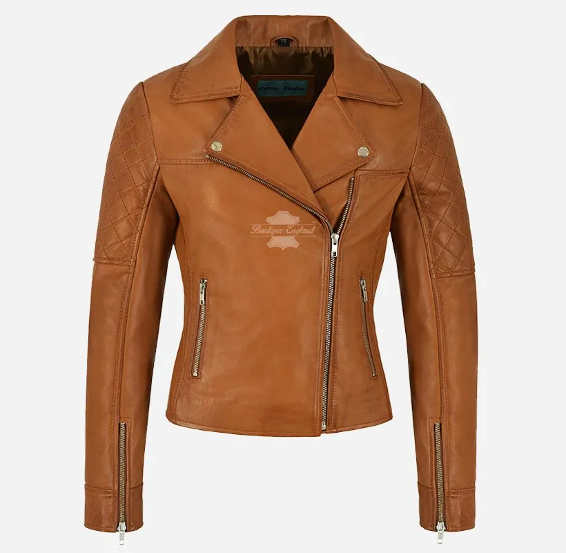 Rampwalk Ladies Biker Leather Jacket Slim Fit Fashion Leather Jacket