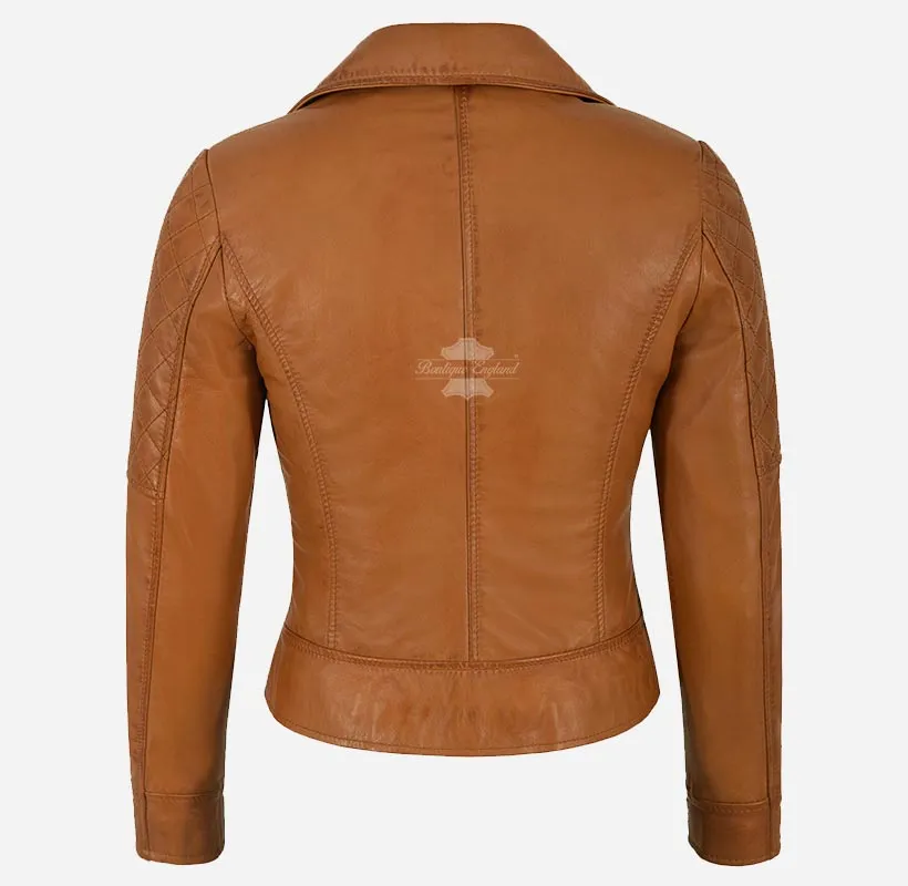 Rampwalk Ladies Biker Leather Jacket Slim Fit Fashion Leather Jacket