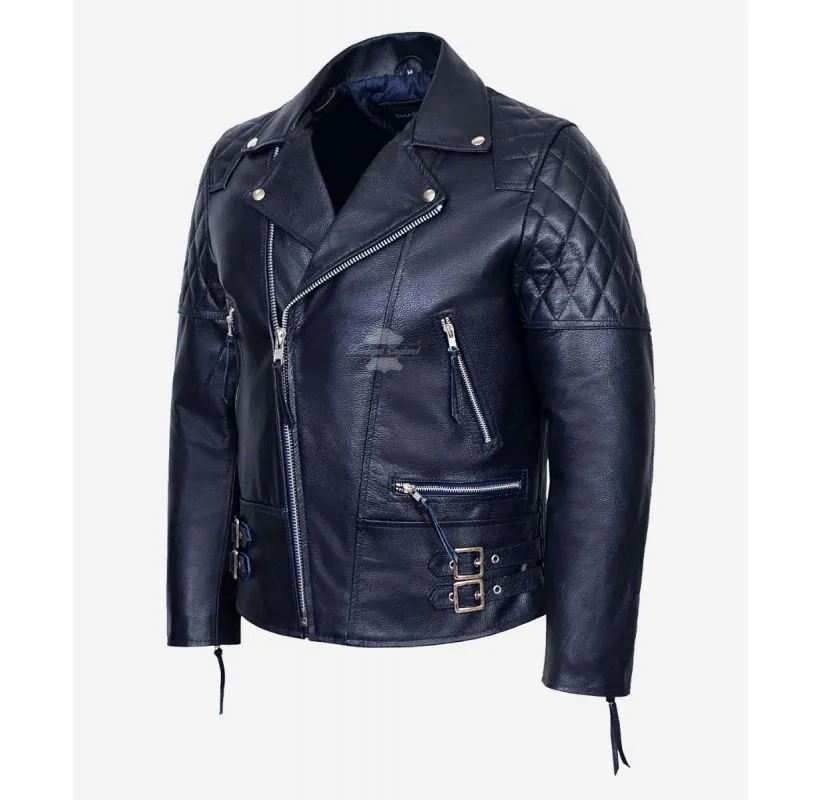 RECKLESS Biker leather jacket for Men COW LEATHER BIKER JACKET