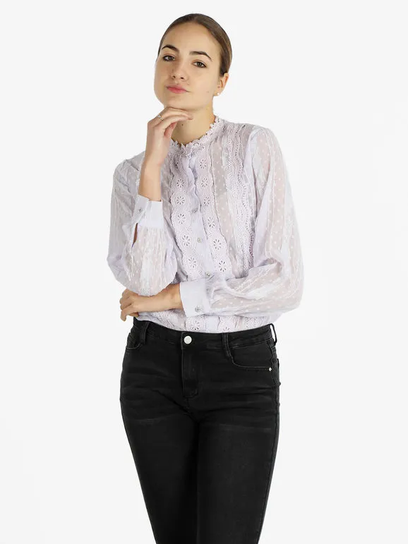 Solada Elegante camisa de mujer de estilo coreano con encaje.