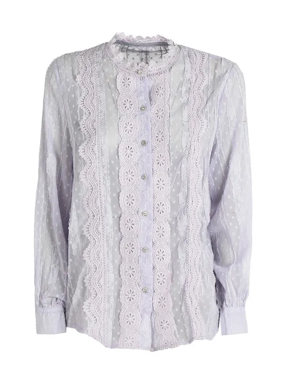 Solada Elegante camisa de mujer de estilo coreano con encaje.